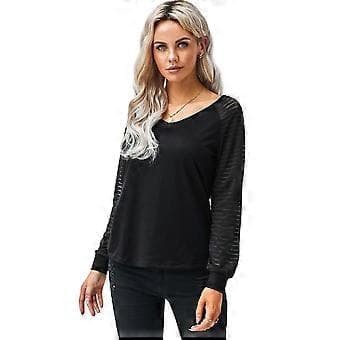 1 st Transparent Randig Långärmad-Svart (stil679)