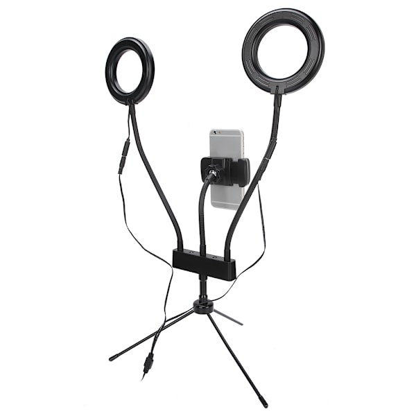 5 tommer Selfie Ringlys LED Justerbart Fyldlys med Stativ Mobiltelefonholder (USB-stik)