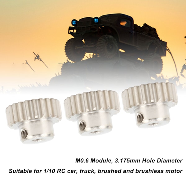 3 st Metallmotorväxlar med ställskruvar M0.6 Modul 3.175mm Håldiameter Drevväxel för 1/10 RC Bil Lastbil 24T