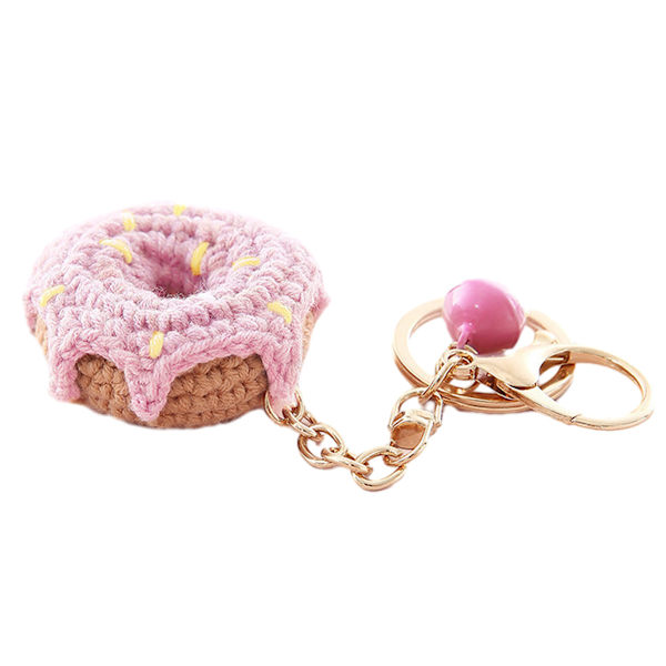 Donut Uldgarn Nøglering Vedhæng Bil Taske Charm, Nøglering Keyri