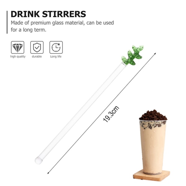 Cocktail Swizzle Sticks Glas Kaktus Kaffe Omrörning Stick