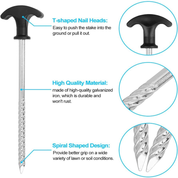 6 stk. rustfrie campingpløkker, campingpløkker, hårde jordtelt- og markisepløkker, til bivuaktelt, til have, camping, rejser, udendørs