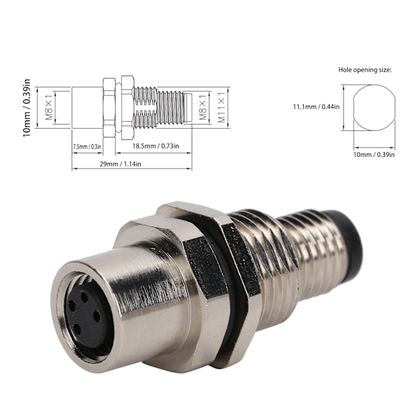 M8‑I4 Messing Industrielt Stikadapter M8 IP67 Vandtæt Stik 4-polet Stikadapter