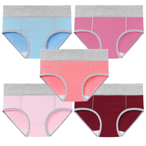 5 st bomull elastiska underkläder för kvinnor Bekväm mid-midja