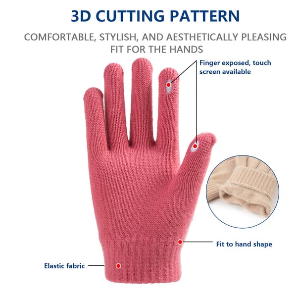 Søde Uldstrikkede Handsker, Moderne Varme Damehandsker, Uld Touchscreen-Handsker cream-coloured
