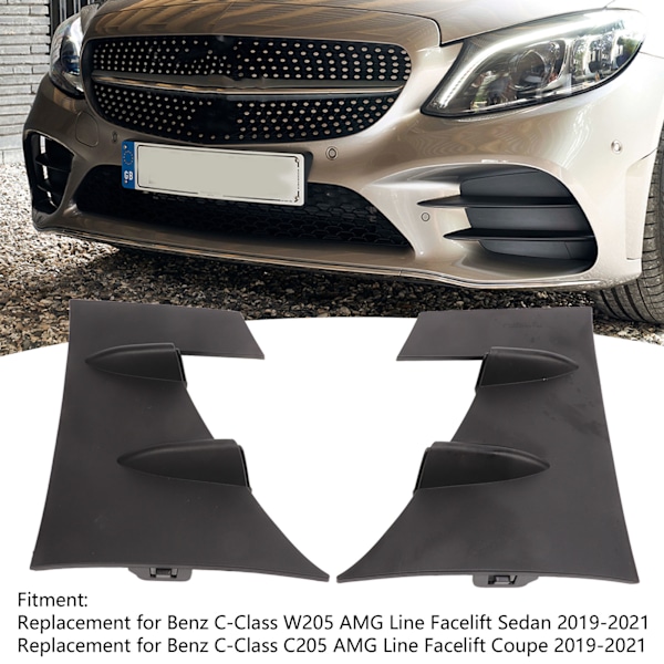 Front Fog Grille Side Trim Erstatning for Benz C‑Class W205 S205 C205 AMG Line C43 C63 Facelift 2019‑2021