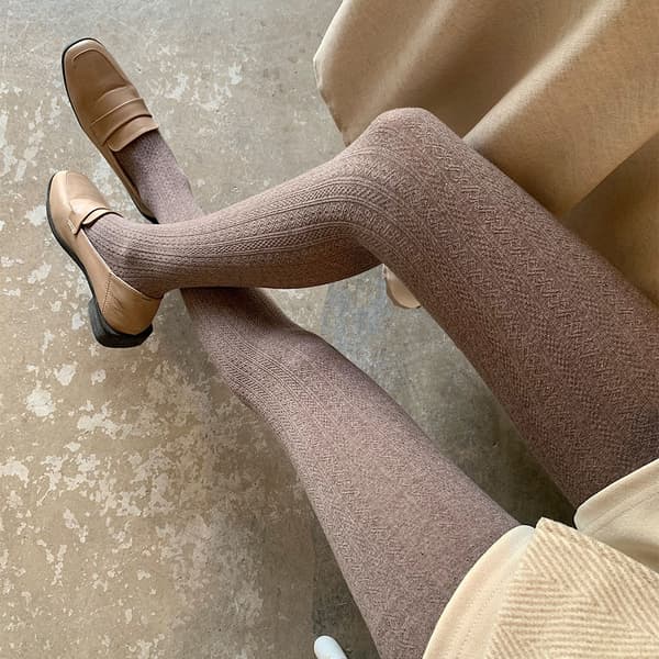 Vintervarma ogenomskinliga fodrade tights för kvinnor, hög midja, elastiska light brown