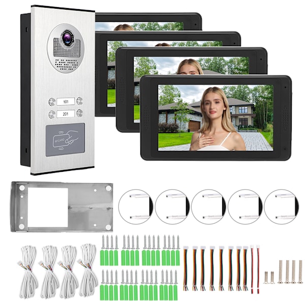 7 tum Trådlös Videodörrklocka 4-Tums Skärmmonitor Vision 100-240vUS