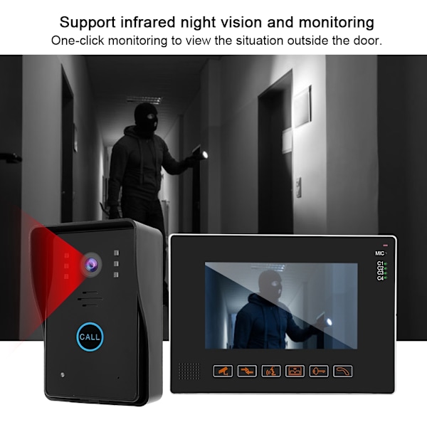 9 tum Trådbunden Video Intercom Dörrtelefon Dörrklocka Access System Dörrkamera 110-240V(EU)