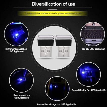 5 st blåa bil-LED-atmosfärslampor, plug-in-lampor 5V Mini Inte