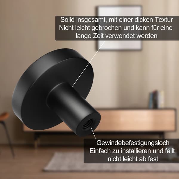 Solid Skapknott, Matt Svart Kjøkkentrekk, Solid Sinklegeringskonstruksjon for Tilpassbar Lengde Montering, Perfekt for Kommoder, Skap og