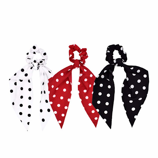3 st prickiga hårscrunchies vintage fläck hår scarf slipsar sty
