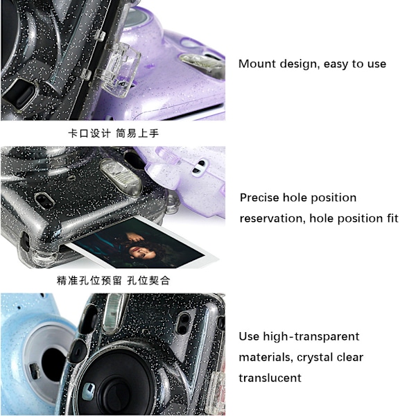 PVC-skyddande fodral för kamera, skal, repfritt, stötsäkert för Instant Camera mini11 (blå)