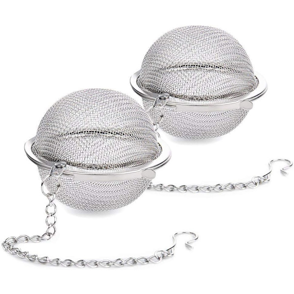 2 STK. Tekugle-infuser i rustfrit stålnet, løsbladste-infuser