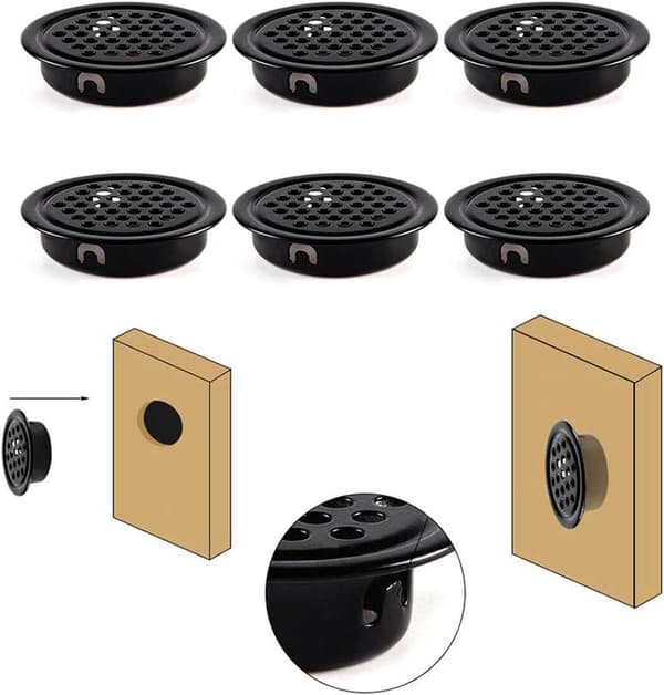 Ventilationsrist 35mm Ventilationsrist Hul Rustfrit Stål Skabsudstødningsrist Ventilation Rund Bund Mesh Ventilationshul 24 Stykker til