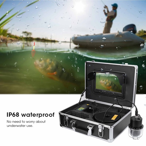 9 tum DVR 50m undervattensvideokamera IP68 vattentät 20 lampor 360° roterande kupolpanorama med 16 GB minneskort 100‑240V