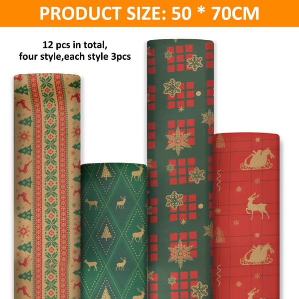 Julklappspapper Förtjockat julkraftpapper grossist Julgran älg presentförpackning omslagspapper