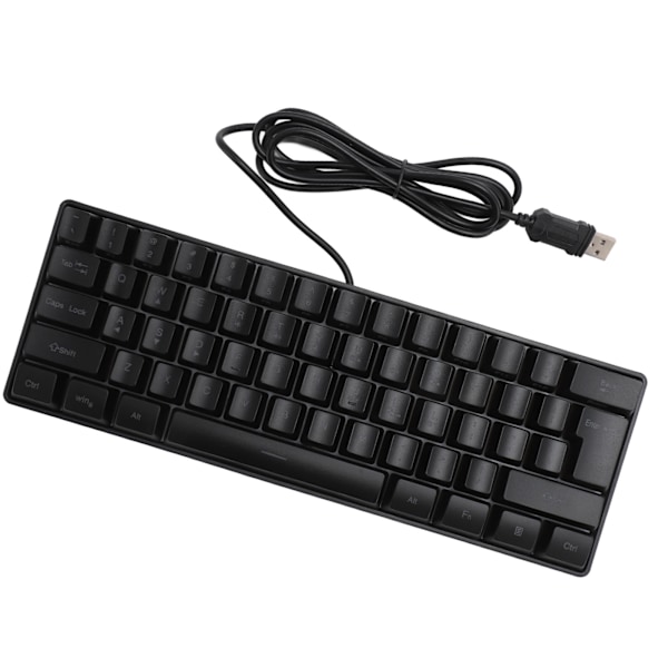 USB Trådbundet Gaming Tangentbord 60 Procent RGB Bakgrundsbelysning 61 Tangenter Portabelt Kompakt Tangentbord för PC Gamer Skrivare Svart