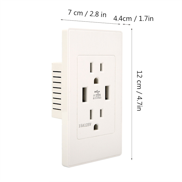 PC-harjattu paneeli US-seinäpistorasia USB-seinäpistorasia 125V 15A (DC5V4200mA) (#1)