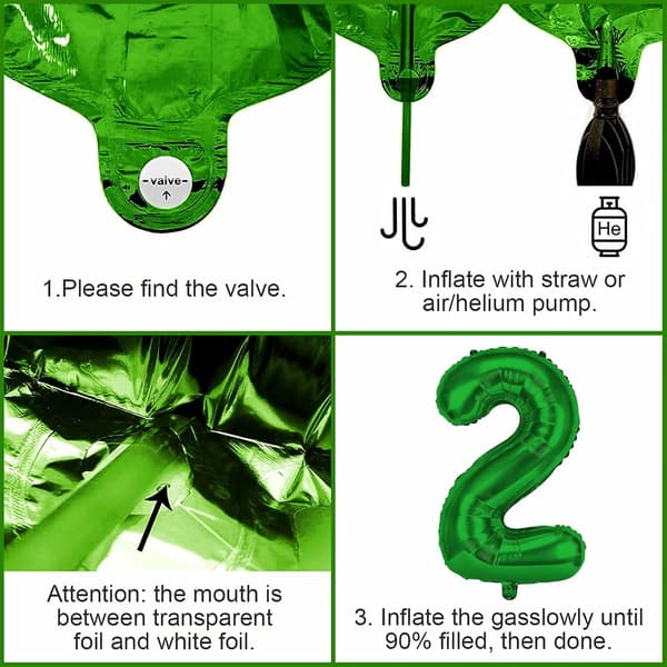 Dino 2 års bursdagsballonger, barnebursdagsdekorasjon 2. bursdag