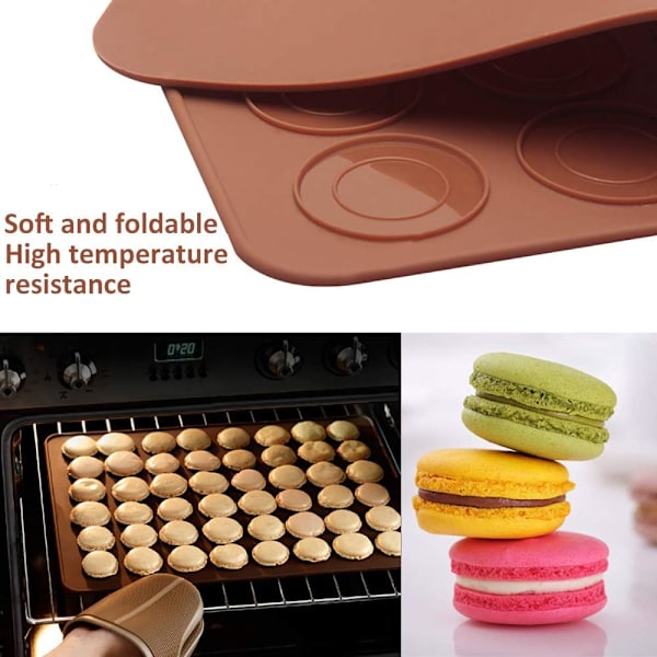 Innovativt Macaron Bakset, Komplett med Bakmattor i Silikon och Dekorationsmunstycken, Perfekt för att Skapa 48 Läckra Macarons, Livsmedelsgodkänd