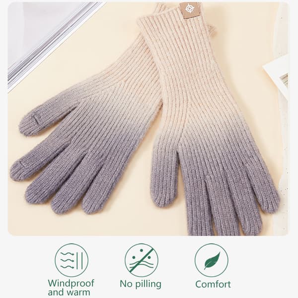 Vinter Touchscreen Uld Magiske Handsker til Kvinder Varm Strik Touchskærm Gradient Farve Åben Finger Handsker Foret til Kvinder Khaki