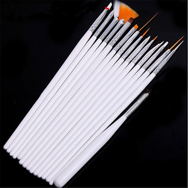 15 stk./sæt Neglekunst Liner Pensel Akryl UV Gel Tegning Maling Pen Manicure Værktøj (Hvid)