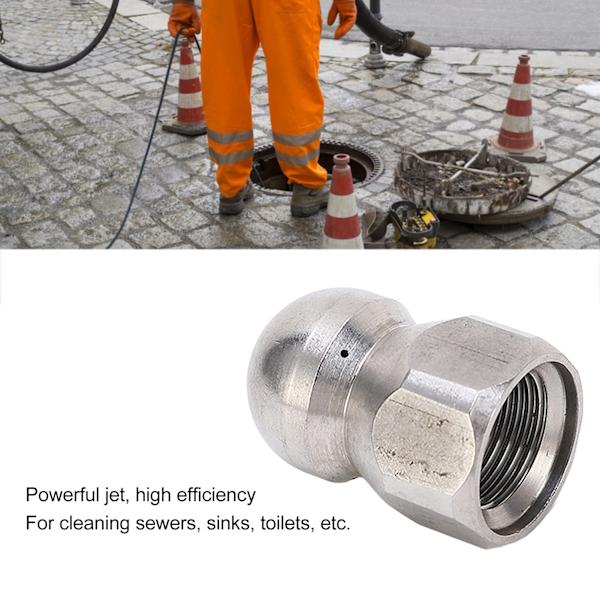 5000PSI Högtryckstvättmunstycke Rörrensning Munstycke Rostfritt Stål Jetter Munstycke Kulhuvud Fram 1 Bak 3 Hål G3/8in
