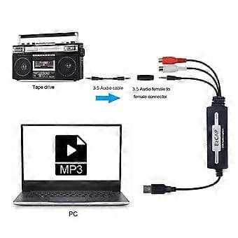EzCAP USB 3,5 mm Audio Capture Grabber Rediger lydkabel til digital til optagelse af analog lydkassette