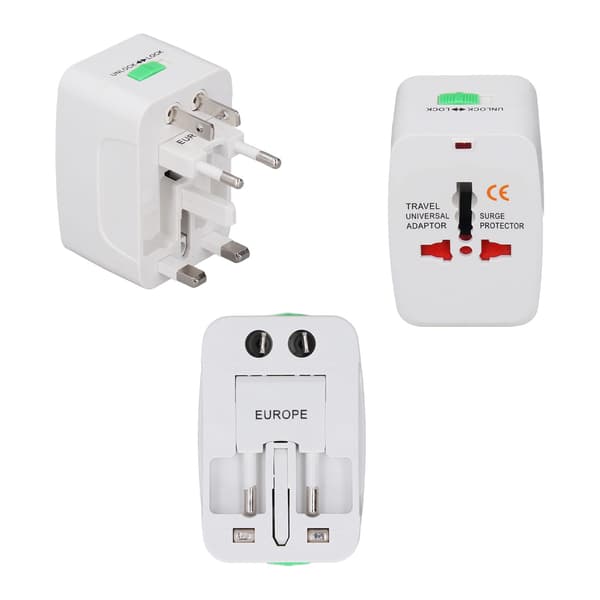 Internationell Strömladdare med Europeisk Adapter, Multifunktionell Strömadapter Stöder US EU UK AUS Plug Typer Täcker Över 150 Länder, Inkluderar
