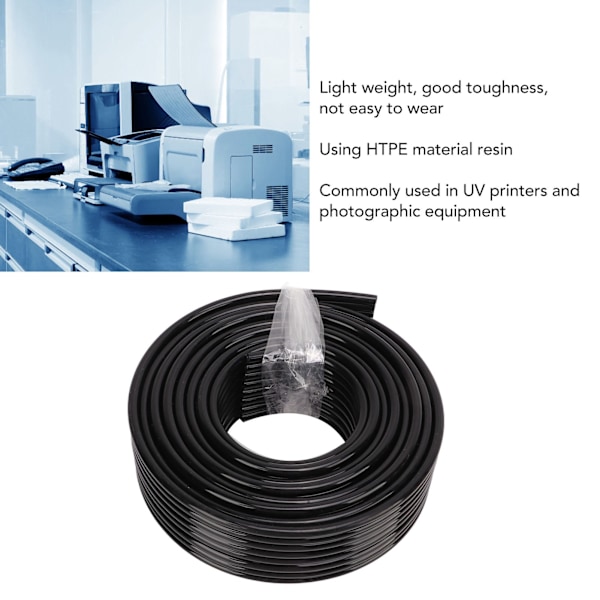 UV-skrivarbläckrör 8 linjer Svart 6 x 4mm HTPE Hög Styrka Lättviktsbläckrör för Ersättning 3m