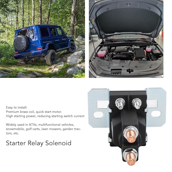 200A Starter Relæ Solenoid ABS Messing Terminal Post Type Starter Solenoid til Plæneklippere Gaffeltrucks 12V