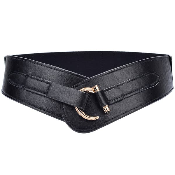 Dame skinnbelte med krokdesignet spenne, bredt midjebelte, elastisk