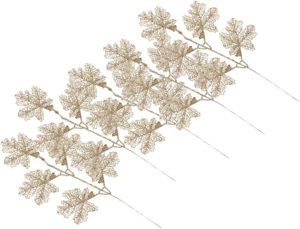 5 stk. Festlige blomstergrene Glitter Juleblomst Ornamenter