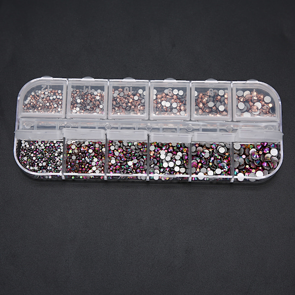 12 Række / Æske Flade Bund Neglekunst Rhinestones Neglekunst Dekoration Manicure Værktøj3#