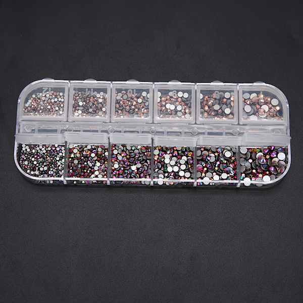 12 Ruter / Boks Flat Bunn Neglekunst Rhinestones Neglekunst Dekorasjon Manikyr Verktøy3#