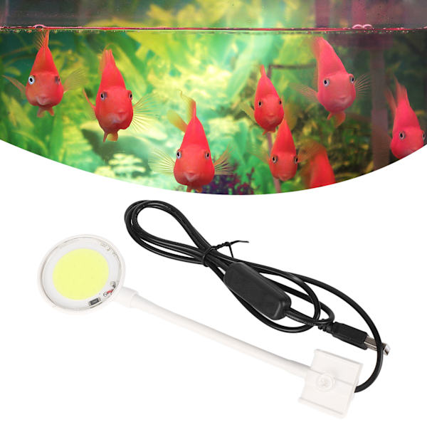 USB Akvarielampe COB Chip Høj Lysstyrke 360 Graders Rotation Klips På Mini LED Akvarielys med Knapswitch SZD-Y400W