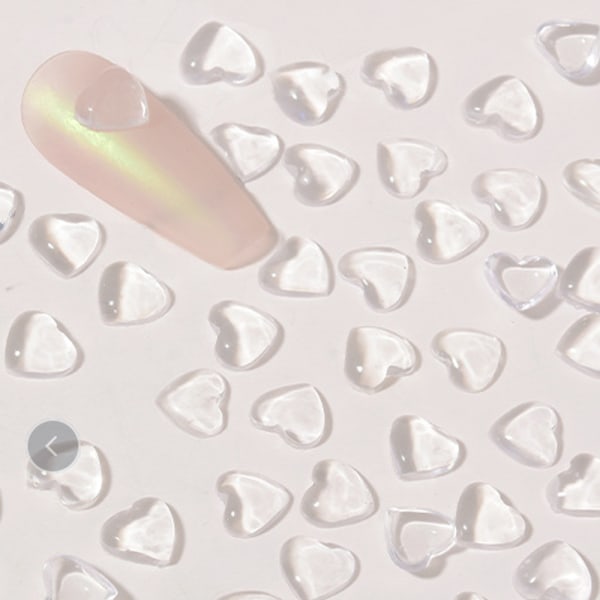3Pak Clear Heart Nail Art Charms, 3D Love Hearts Rhinestones