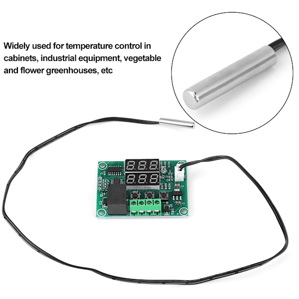 Digital DC 12V Dobbel LED-Display Temperaturregulator Sensor Relémodul Termostatbryter