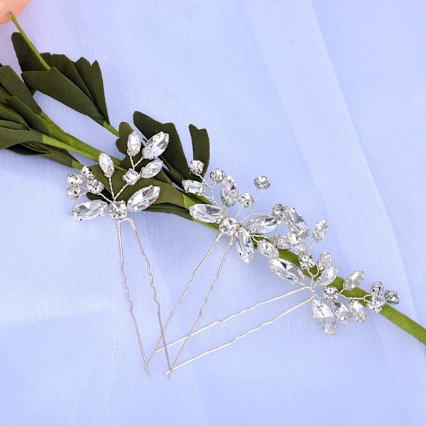 3st bröllop hårklämma-bridal blomma kristall hårnålar