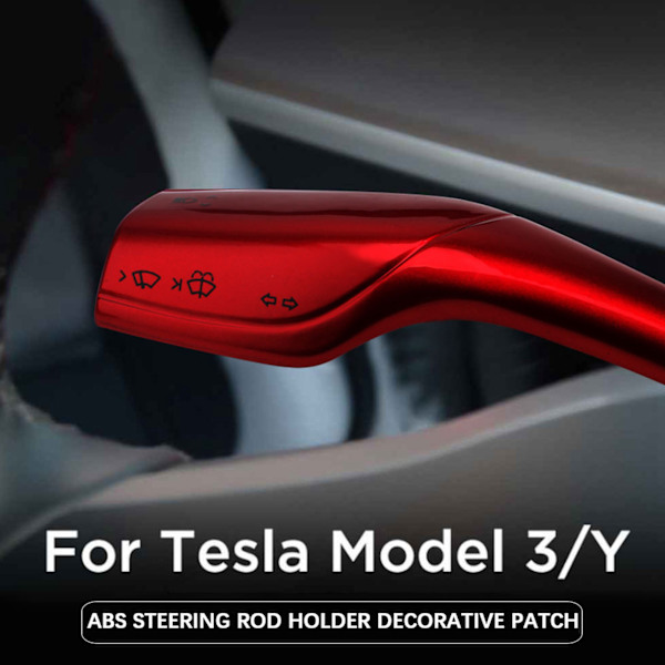 Ohjauspyörän kääntötangon suojus, pyyhkijän ohjausvivun koriste, sopii Tesla Model 3/Y:lle (punainen)