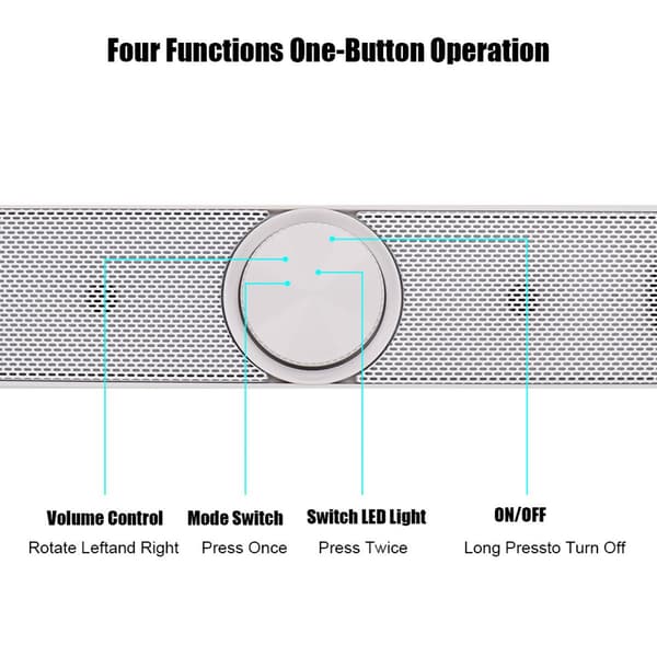 SADA V-198 Trådlös Bluetooth-högtalare för dator, hushåll och skrivbord (Vit)