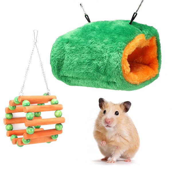 Lille Hamster Træ Hjulkarrusel Gynge Legetøj Bomuld Rede til Vinter Hold Varmt med Krog