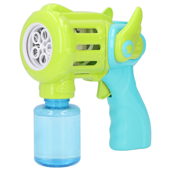Elektrisk bubbelpistol för barn, pistolformad, med ljus och musik, automatisk bubbeltillverkare, leksak med bubbelvätska 120ml Blå