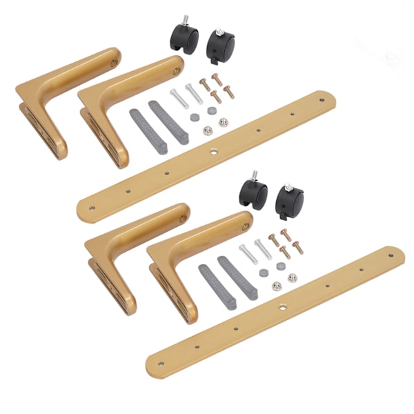 2-pack Rumsavdelare Skärmhållare Breddjusterbar Flyttbar Aluminiumlegering Skärmvägg Fotstöd med Hjul Guld