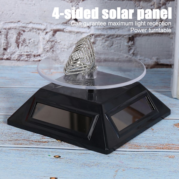 Solcellsdriven Displayställ Snurrbord Smycken Klocka Telefon Roterande Displayställ för Smycken
