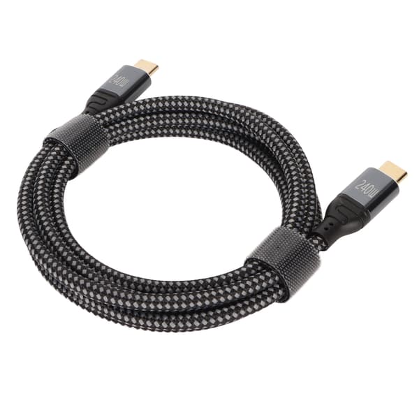 USB C till USB C-kabel, PD3.1 Snabbladdning, 240W USB C till USB C, Stöder 480 Mbps dataöverföring med ESafety-chip, Slitstark nylonflätning och