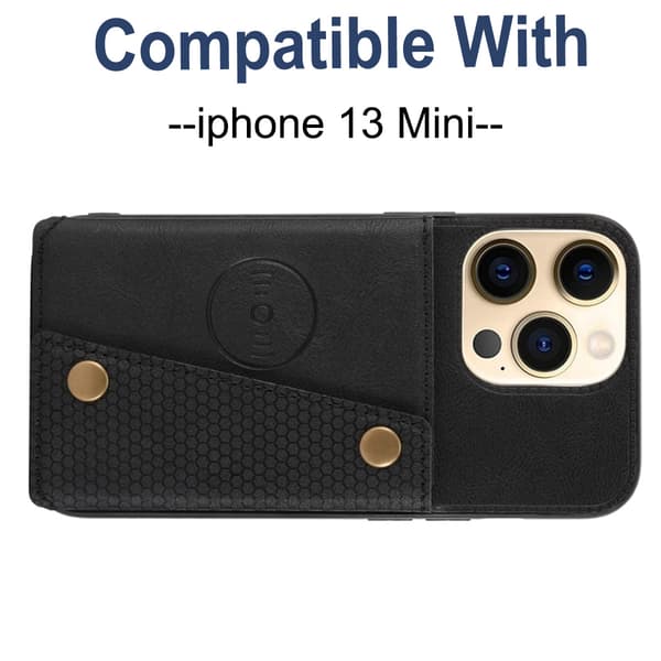 Kompatibel med Apple iPhone 13 Mini Deksel [Kort Design + Telefonholder]