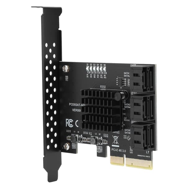 6-Port Riser-kort, PCIe SATA-udvidelseskort med høje hastigheder 6Gbps support, understøtter AHCI-tilstand og Native Command Queue, SATA 3.0 Controller Hub