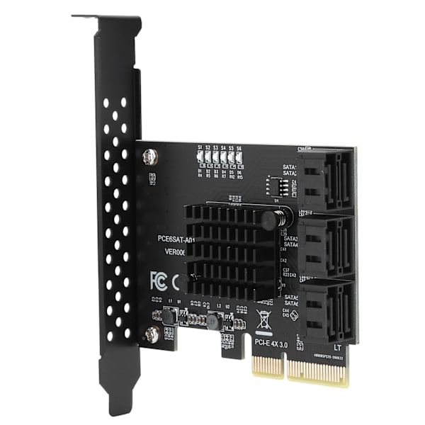 6-Portars Riserkort, PCIe SATA Expansionskort med Höga Hastigheter 6Gbps Stöd, Stöder AHCI-läge och Native Command Queue, SATA 3.0 Controller Hub